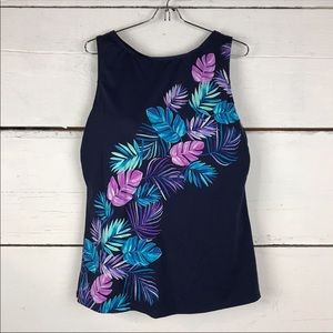 Lands end high neck swim tankini top 18 D